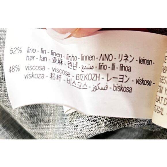 Zara Mens Green Yellow Blue Linen Blend Tie Die Button Down Shirt - Picture 6 of 6